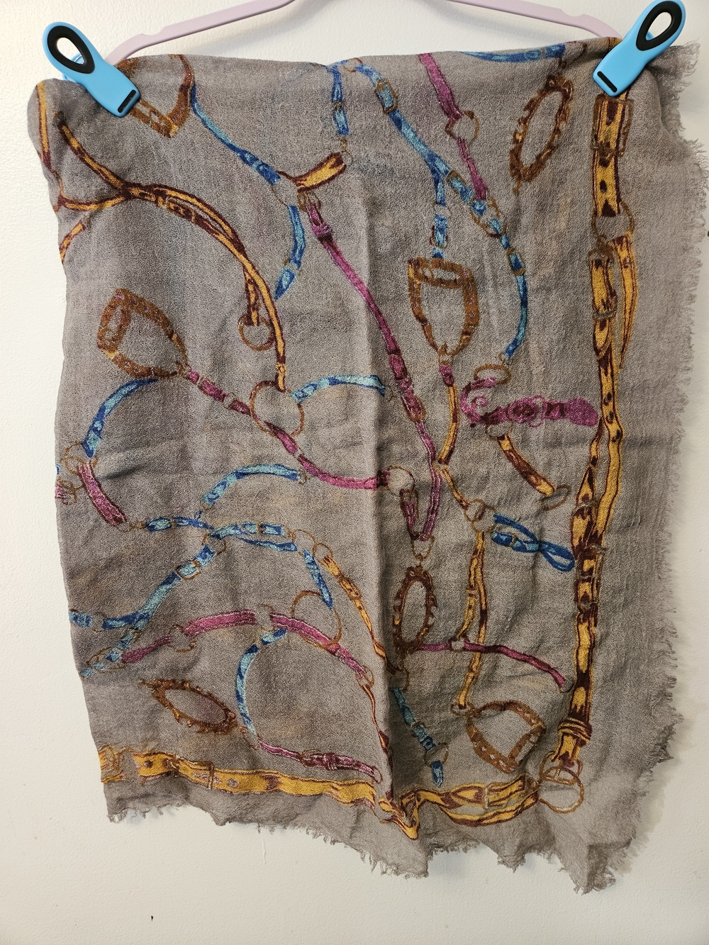 Gray Wrap with Gold, Pink & Blue Reins & Stirrups